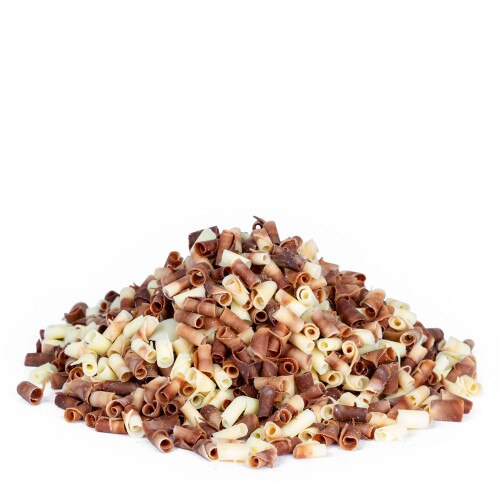 Vanova Dark and White Marbled Chocolate Curls 4kg - OFFER